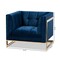 Baxton Studio Ambra Blue Velvet Upholstered and Tufted Armchair with Gold-Tone Frame 156-8868 - alternate 5